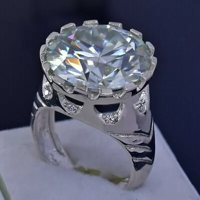 HUGE 4Ct Round Cut Lab Created Diamond 14K White Gold Plated Ring For Men's • $123.11