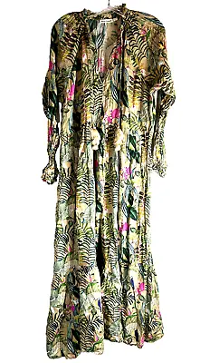 Roller Rabbit WOMANS KURTA NATURE DRESS LARGE Amazon Jungle Animal NATURE BOHO • $74.83