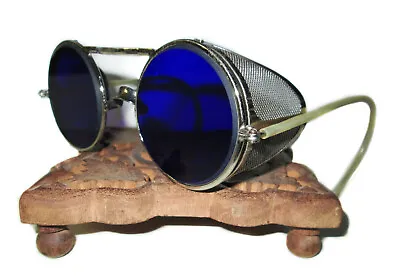 Antique Cobalt Blue Willson Sunglasses Goggles Old Vtg Steampunk Safety Glasses  • $219.99