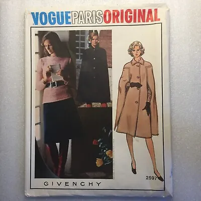 VOGUE Paris Original Givenchy Pattern 2597 Sz 14 Cape Skirt Top Uncut • $25