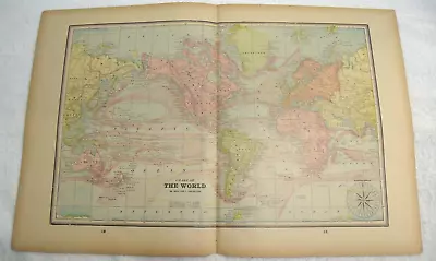 Vintage 1895 Original Map Of The World Chart Mercator's Projection 21 X 14 Inch • $24.95