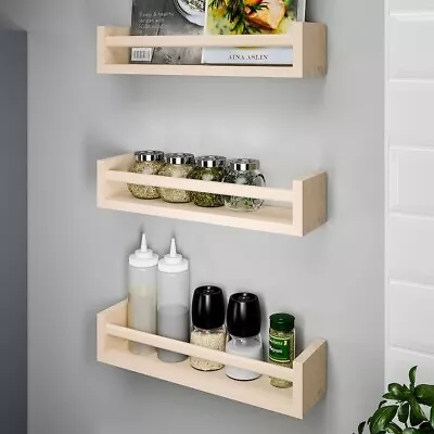 X1 - NEW IKEA BEKVÄM Wooden Spice Rack Jar Storage Rack Aspen Wall Mounted Shelf • £12.49