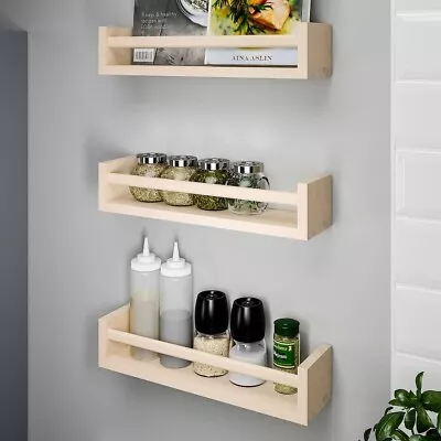 X2 - NEW IKEA BEKVÄM Wooden Spice Rack Jar Storage Rack Aspen Wall Mounted Shelf • £19.98