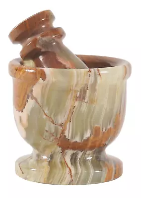 Marble Mortar And Pestle Set Green Onyx Size 2.5  Handmade Portable Mortar And P • $14.52