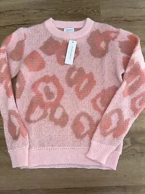 BIANCO & BLU Pink Floral Size Small Made In Italy Acrylic & Nylon & Mohair • $39.99