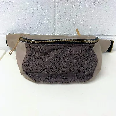 Mossimo Oversized Canvas Fanny/Waist Pack - Tan/Taupe Sling Bag Crocheted Accent • $22.10