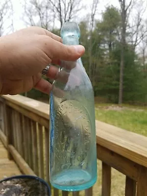 Antique Co Johnson & Co Trenton New Jersey Pony Hazy Aqua Blob Top Bottle • $22