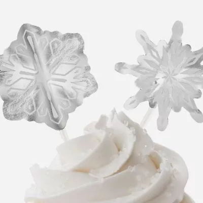 £5.23 • Buy Snowflake Cupcake Toppers  Pack Of 12 Picks Cake Decorating Sugar Free Delivery