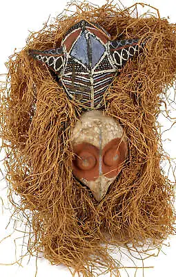 Yaka Painted Mbaala Mask With Raffia Congo • $275