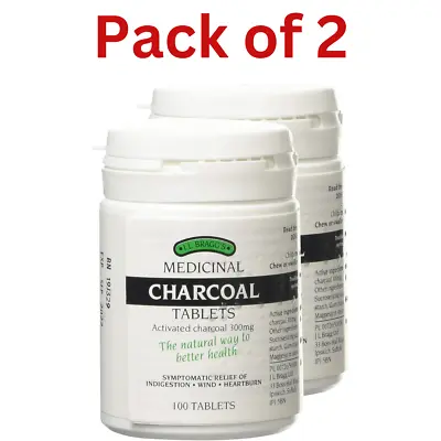 J.L Bragg's Charcoal Tablets 100 Pack Of 2 & 3 Natural Vegetarian Fast Relief UK • £12.99