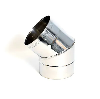 £15.99 • Buy Stainless Steel Chimney Flue Liner Elbow 45 Degree Multi Fuel Stove Bend Pipe
