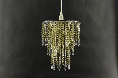 Chandelier Style Modern Ceiling Light Shade Droplet Pendant Acrylic Crystal Bead • £16.90