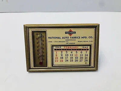 1942 National Auto Fabrics Mfg. CO. Vintage Advertising Calendar Thermometer • $31.60