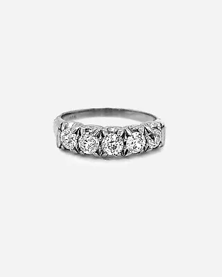 0.85 Carat Natural Mined Old Euro Diamond G/VS2 14KT White Gold Minimalist Ring • $2777