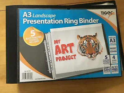 £25 • Buy Tiger A3 Deluxe Landscape Ringbinder Portfolio With 15 Sleeves