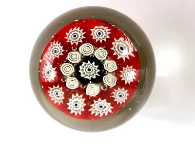 Vintage Millefiori Red Design 3  X 3  Art Glass Paperweight • $15.97