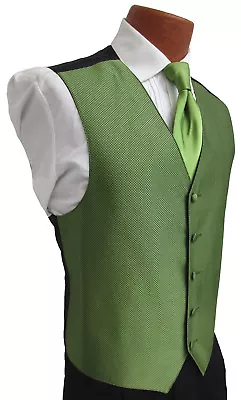 Men's Green Armanno Fullback Tuxedo Vest Choice Of Bow Or Long Tie Wedding Prom • $13.49