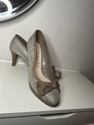 Marks And Spencers Beige/ Tan Shoes Heels Bow New Occasions Wedding Cruise • £14.99