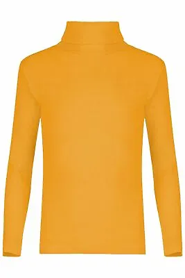 Kids Polo Neck Jumper Ribbed Long Sleeve T-Shirt Girls Boys Winter Jumper Top • £5.65