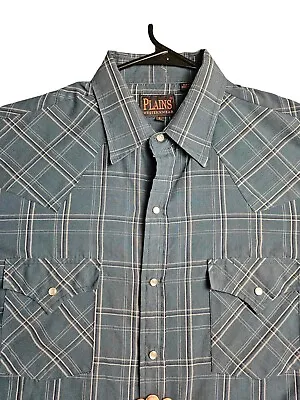 Vintage Ely Plains Western Shirt Men's L Green Pearl Snap Long Sleeve Cowboycore • $11.11