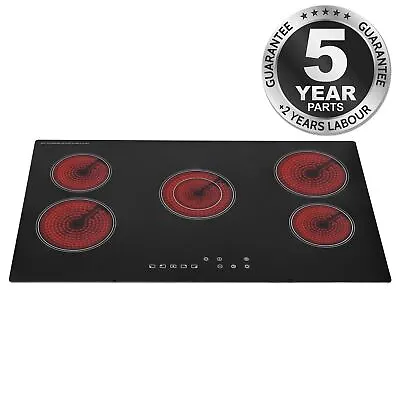 SIA CERH90BL 90cm Black 5 Zone Frameless Touch Control Electric Ceramic Hob • £199.99