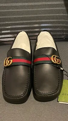 $925 • Buy Gucci Men Leather Driver With Web - Size 10