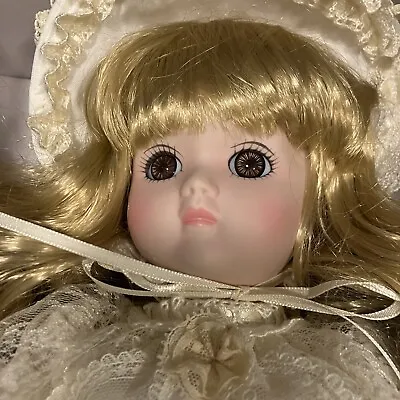 Vintage Mundia Fantaisie Doll Mademoiselle Cecile 18  Blonde Hair Bonnet Dress • $59.88