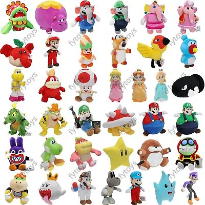 Super Mario Bros Plush Toys Luigi Poplin Hoppo Bowser Koopas Soft Stuffed Dolls • $15.99