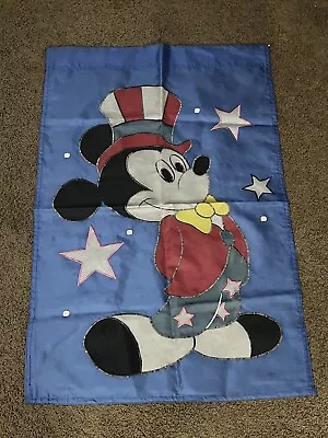 Vtg 1998 Disney Mickey Mouse Flag July 4th USA America Appliqué Large 28 X 43 • $22.99