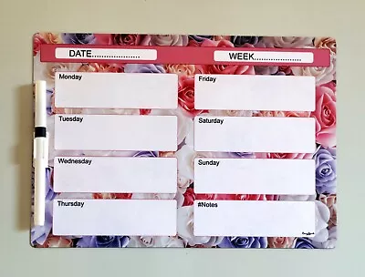 Magnetic Fridge Weekly Meal Planner Drywipe A4 White Notice Board + Pen • £8.69