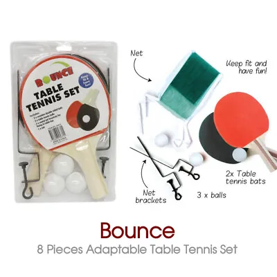 $16.88 • Buy 8pcs Table Tennis Kit Ping Pong Set Net Rack 2 Bats Portable 3 Balls Au Stock