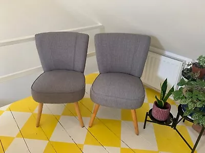 Pair Of Cocktail Vanity Desk Chairs - Grey - Used In Good Conditions • £35