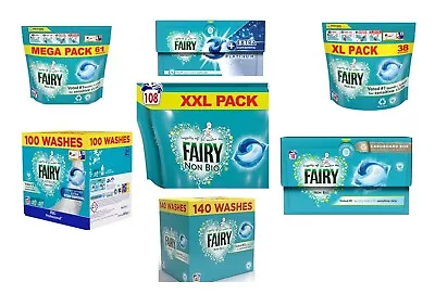 Fairy Non-Bio PODS Washing Liquid Laundry Detergent Capsules 38-44-51- 61 -140 • £20