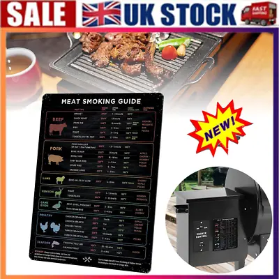 Meat Temperature BBQ Smoker Guide - Smoker & Meat Smoking Guide Black • £5.63