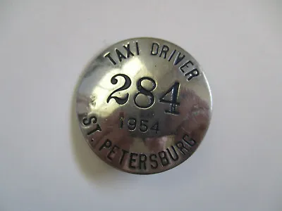 $75 • Buy 1954 St Petersburg Florida Taxi Driver CDL Chauffeur Employee ID Badge Pin