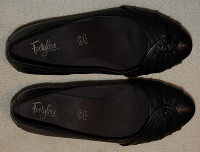 £21.99 • Buy M&S FootGlove Black Leather Round Toe Block Heel Court Shoes - Size UK 5.5 Wide