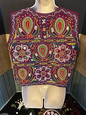 Vintage Boho Banjara Embroidered Mirror Vest 19” Pit To Pit Hippie Boho • $49