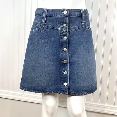 Madewell Jean Skirt Women's 31 Stretch Denim A-Line Medium Wash Button Front • $25
