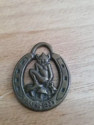 £10 • Buy Vintage Lucky PIXIE Charm BRASS NECKLACE PENDANT Cornish Pisky Piskie 
