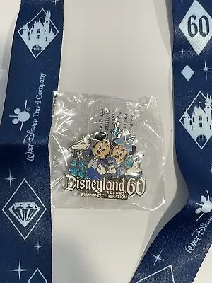 Walt Disney Travel Co. Disneyland 60th Anniversary Lanyard Pin & Cardholder • $11