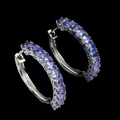 Oval Blue Tanzanite 4x3mm Gemstone 925 Sterling Silver Jewelry Earrings • $49