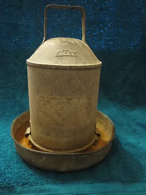 Vintage ELTEX Galvanised Chicken Water Food Dispensar. 1.5 Litre. 10 Inch Tall • £15