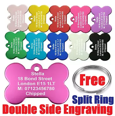 £2.74 • Buy 🦴Dog Tag Personalised Engraved ID Pet Tags Cat Identification Collar Name Tag🦴