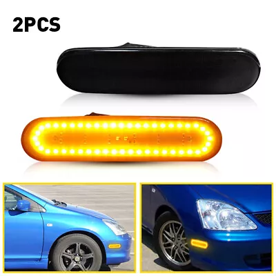 LED Side Marker Lights Lamp Bumper Amber Front For Honda 02-05 Civic Si EP3 3DR • $23.74