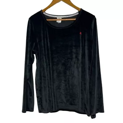 Lucky Brand Black Velvet Casual Round Neck Long Sleeve Shirt Size XL Women's • $20.25