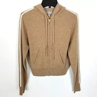 J.Crew X Mari Giudicelli Women Cashmere Shrunken Hoodie Size 2XS Beige Zip Up • $63.74