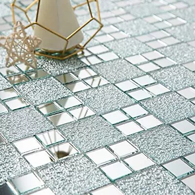 Mirror Peel And Stick Square Mosaic Tile For Kitchen Backsplash 12  X 10  6... • $76.04