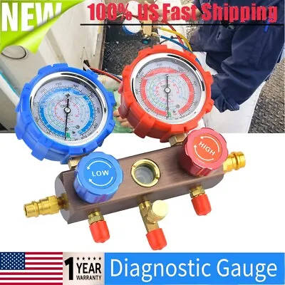 A/C Refrigeration Air Conditioning AC Diagnostic Tool Kit Gauge R134A R12 R22 US • $59.84