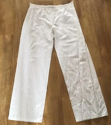 £14.50 • Buy Vintage,y2k,fuego,white,plazzo,silver Striped ,wide Leg Flared Trousers-xxl/14 