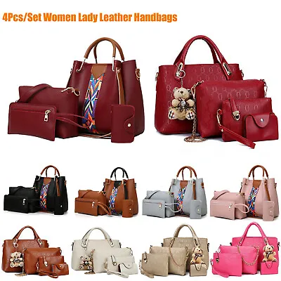 4Pcs/Set Women Lady Leather Handbags Messenger Shoulder Bags Tote Satchel Purse • $19.09